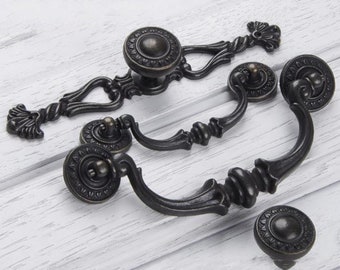 3.5" 5.5" Vintage Drop Bail Pull Handle Antique Bronze Dresser Drawer Knobs Pulls Handles Kitchen Cabinet Handle 90mm 140mm