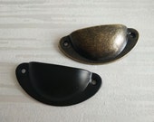 Cup Dresser Drawer Pulls Handles Bin Cabinet Retro Kitchen Handle Hardware Antique Bronze Black Steel Vintage Style