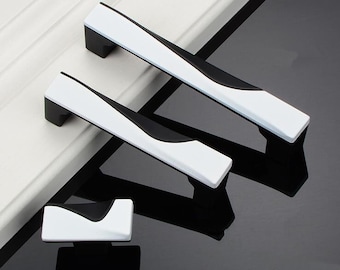 Black White Modern Handles Drawer Knobs Pull Handles Dresser Pulls Kitchen Cabinet Door Pulls Handles/ Furniture Hardware Knobs Pulls