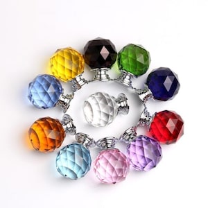 1.2" Small Crystal Glass Knob Dresser Drawer Knobs Pull Cabinet Door Pulls Colorful Pink Blue Black Red Green Purple Clear Knob 30mm