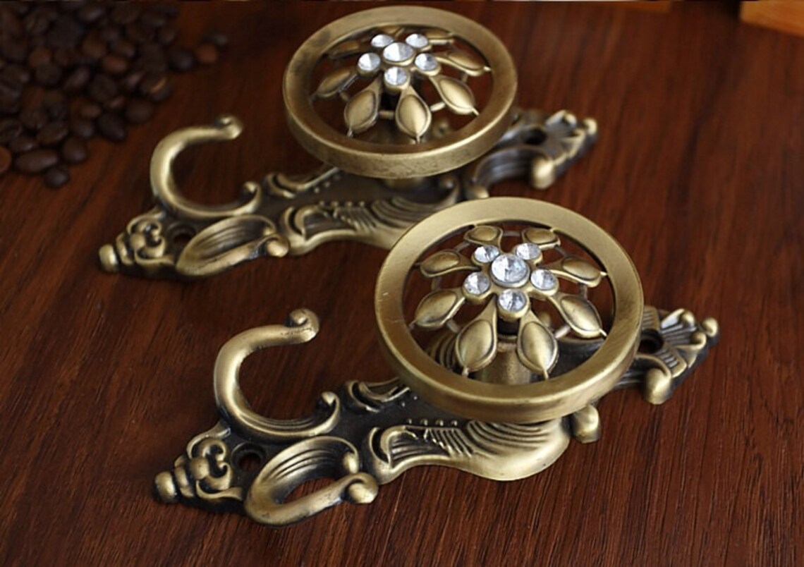 Glass Crystal Hook Decorative Hooks Wall Hooks Clear Metal Etsy