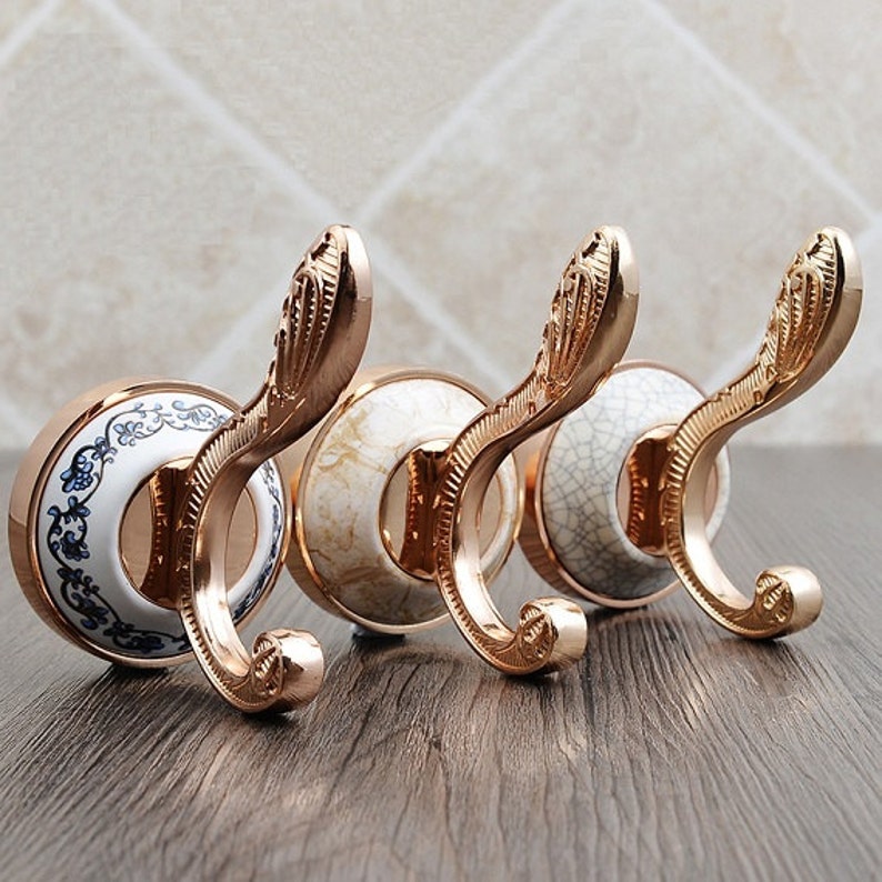 Ceramic Wall Hook Metal Wall Hooks / Antique Gold Curtain Tie Etsy
