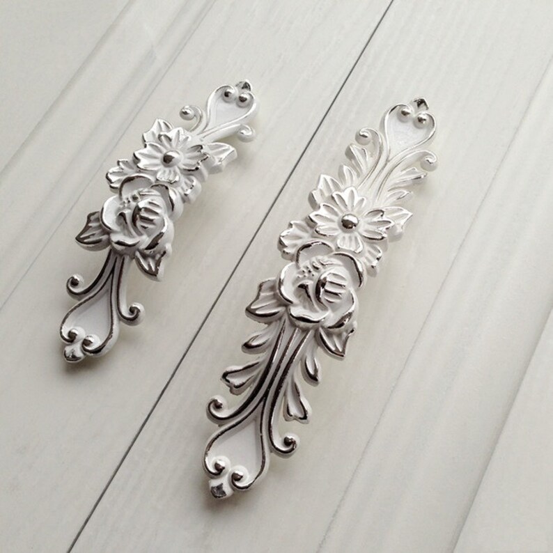 3 75 5shabby Chic Dresser Drawer Pulls Handles White Silver