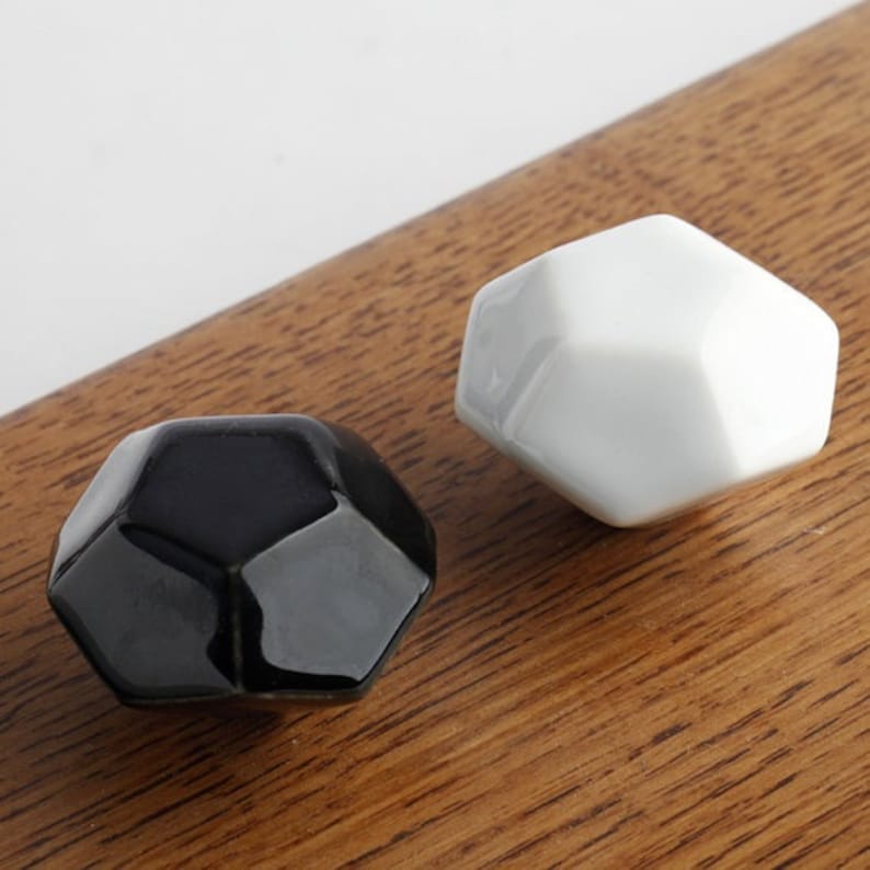 Black White Knobs Drawer Knob Dresser Knobs Ceramic Knobs Etsy