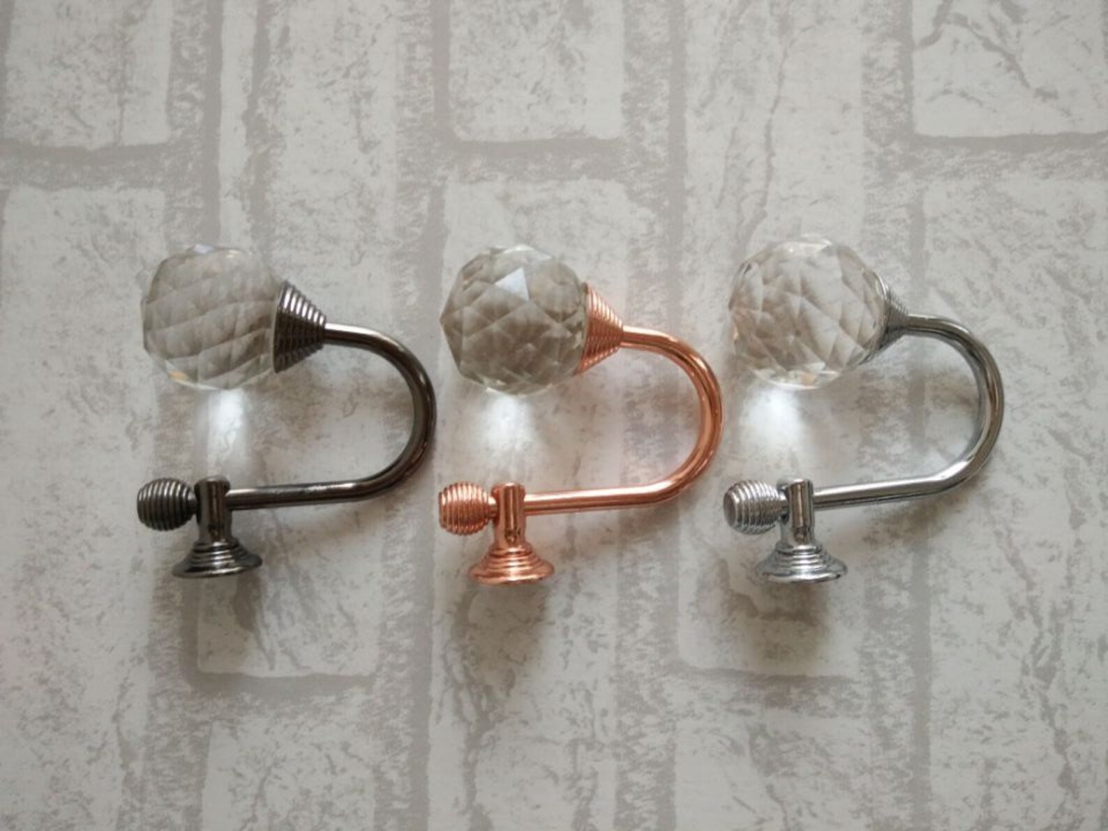 Glass Crystal Decorative Hooks / Wall Hooks Clear / Rose Etsy