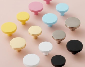 Boutons ronds Boutons de commode colorés Poignées Poignées de tiroir Poignées Boutons uniques Boutons de meuble Pull / Boutons de porte de meubles Matériel Rose Blanc