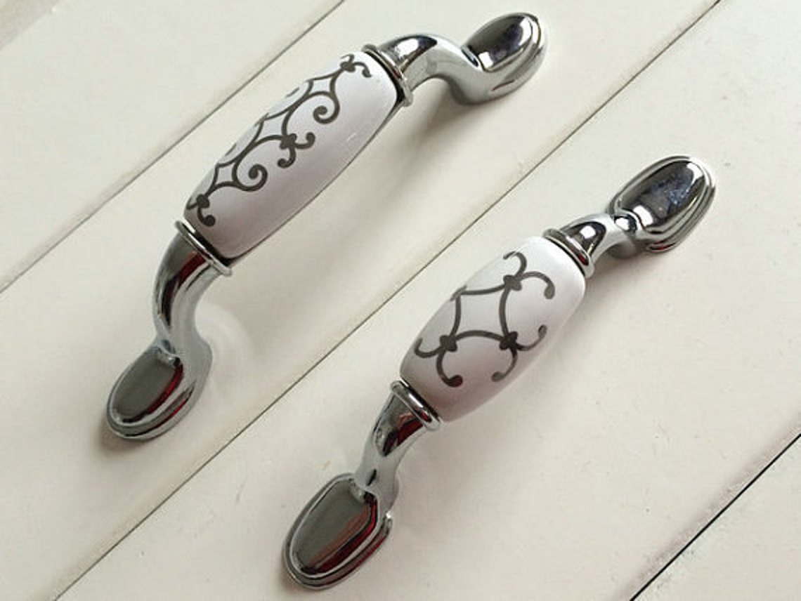 3 3.75 5 6.3 White Dresser Pulls Etsy