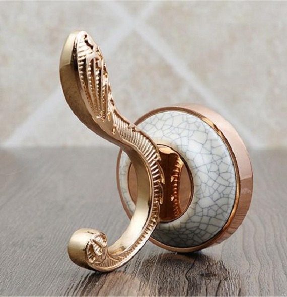 Ceramic Wall Hook Metal Wall Hooks / Antique Gold Curtain Tie Etsy