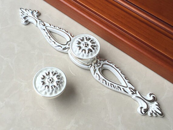 Shabby Chic Drawer Pulls Handles Knob Dresser Knobs Cabinet Etsy