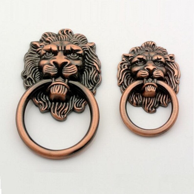 Lion Drawer Pull Knobs Handles Dresser Drop Pulls Rings / Etsy