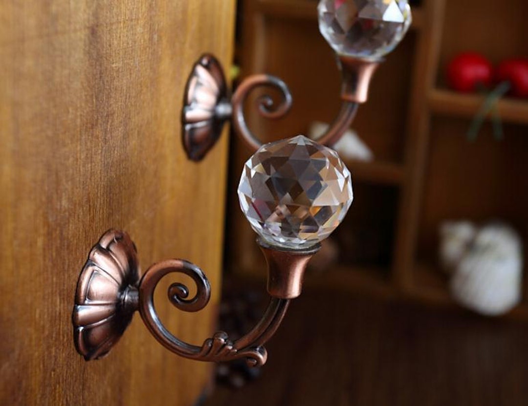 Glass Wall Hooks Decorative Hooks Clear Crystal Silver Gold Etsy