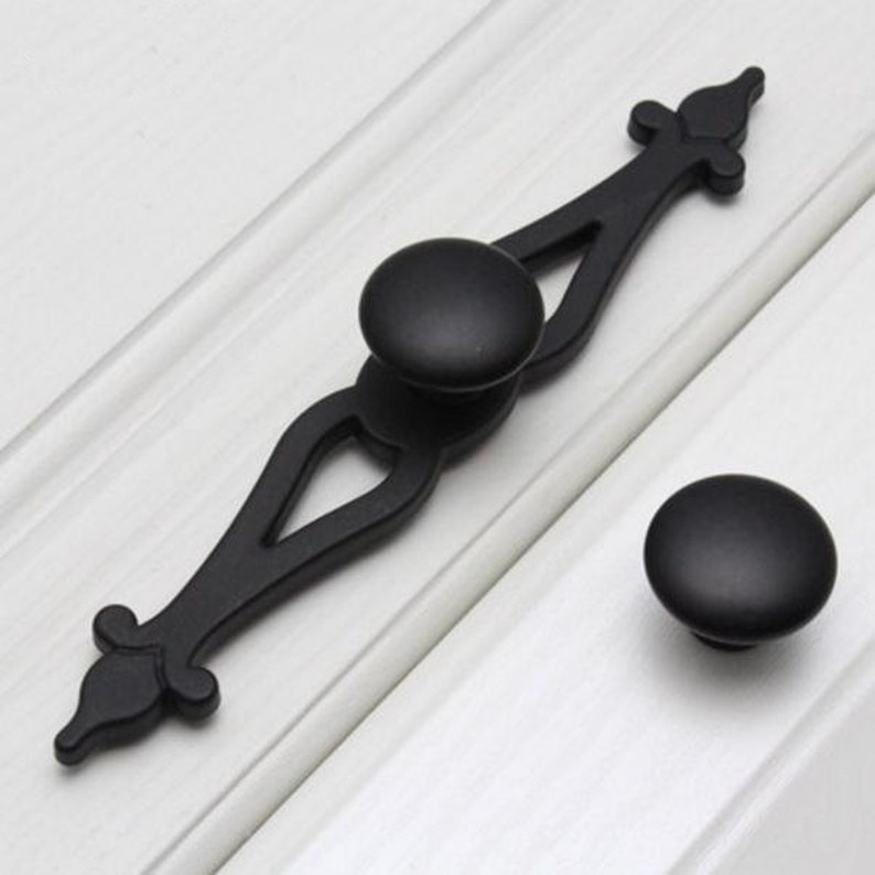 Black Dresser Knob Drawer Knobs Pulls Handles / Kitchen Etsy