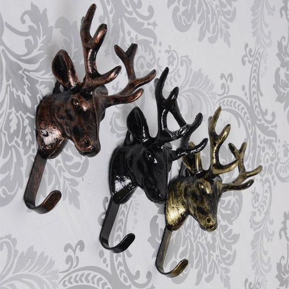 Deer Decorative Wall Hook Metal Wall Hooks / Antique Brass Curtain