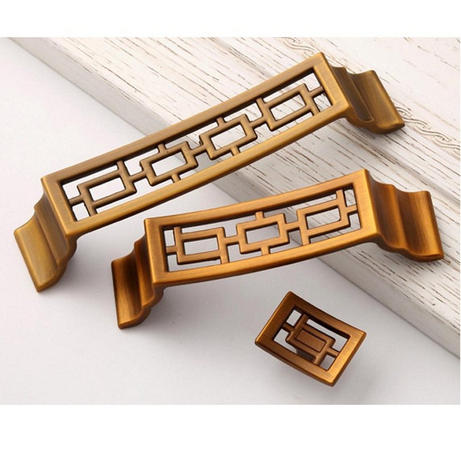 Chinese Style Pulls Knobs Drawer Handles / Antique Brass Etsy