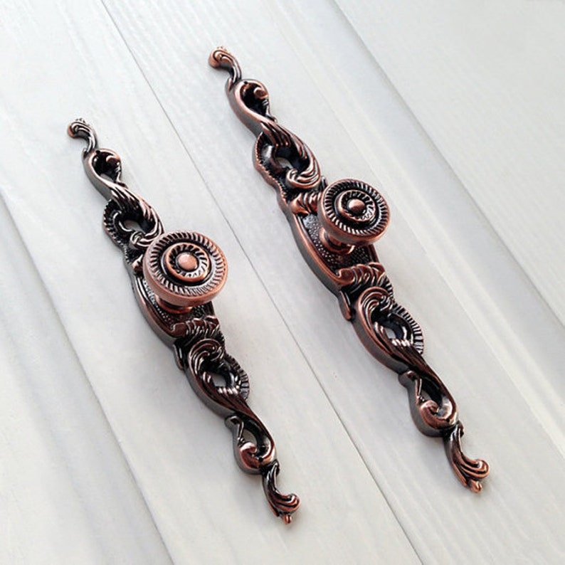 Vintage Copper Dresser Drawer Pulls Handles / Antique Copper Etsy