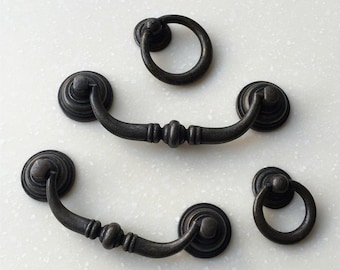 3.75“ 4.2“Drop Bail Drawer Pull Handle Dresser Pulls Handles / Rustic Ring Antique Black Kitchen Cabinet Pull Handle Knob Furniture Hardware