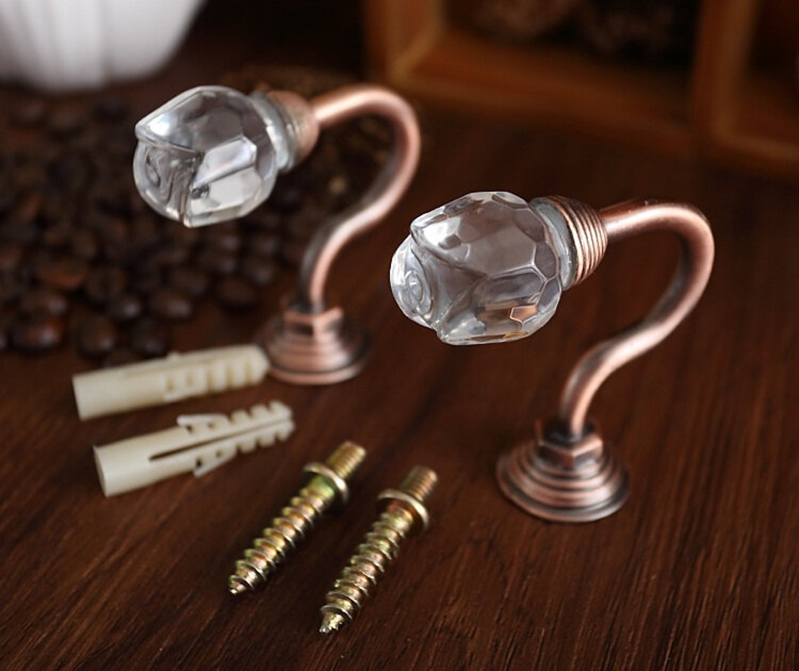 Glass Crystal Decorative Hooks Wall Hooks Clear Silver Gold / Etsy