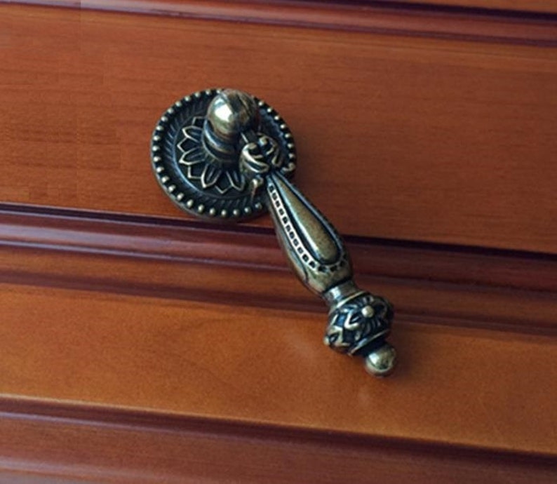 Drop Dresser Knobs Pulls Handles Drawer Pull Handles Hanging Kitchen Cabinet Knobs Handle Pull Antique Bronze Decorative Furniture Hardware image 2