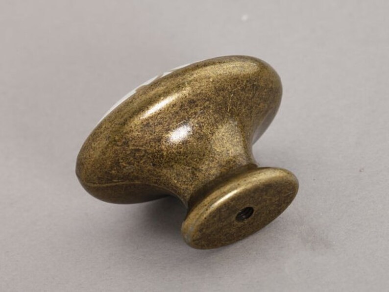 Ceramic Knobs Antique Brass Oval / Dresser Drawer Etsy