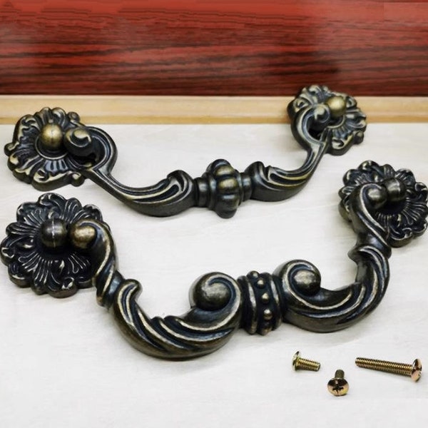 4.6" Vintage Style Drop Bail Pulls Drawer Pulls Handles Dresser Pull Handle Antique Bronze Knobs Swing Kitchen Cabinet Door Handle Pull