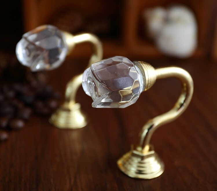 Glass Crystal Decorative Hooks Wall Hooks Clear Silver Gold / Etsy