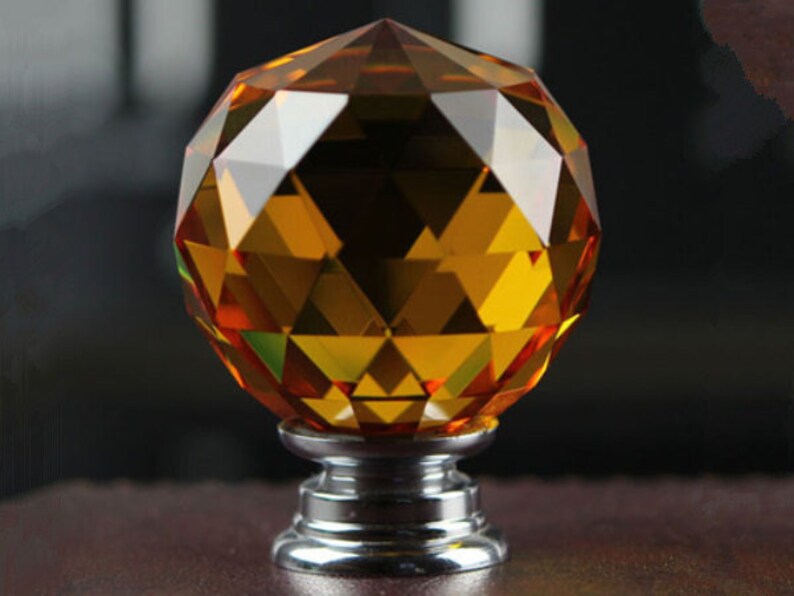Amber Crystal Knobs Glass Knobs Dresser Knobs Drawer Knobs Etsy