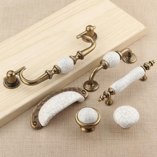 Dresser Pulls Drawer Pull Handles Knobs Antique Bronze White Etsy