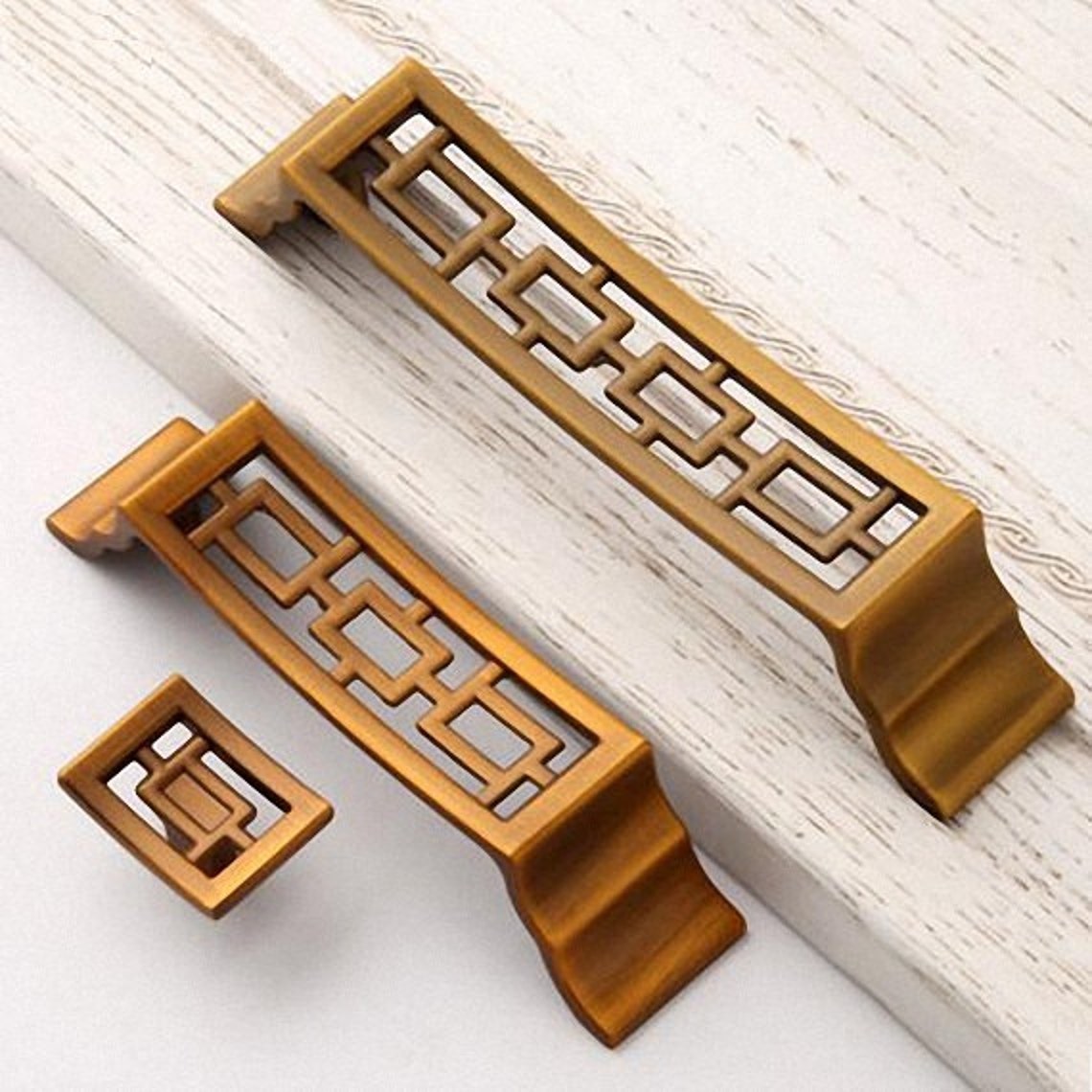 Chinese Style Pulls Knobs Drawer Handles / Antique Brass Etsy