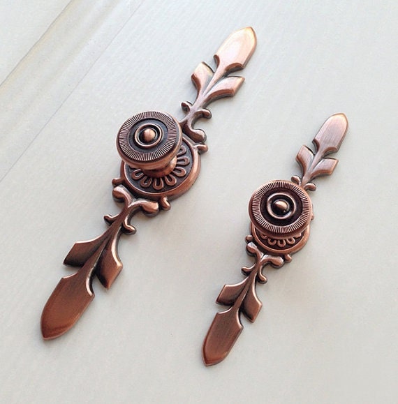 Vintage Copper Dresser Drawer Pulls Handles / Antique Copper Etsy image 0 - Vintage Copper Dresser Drawer Pulls Handles / Antique Copper Etsy