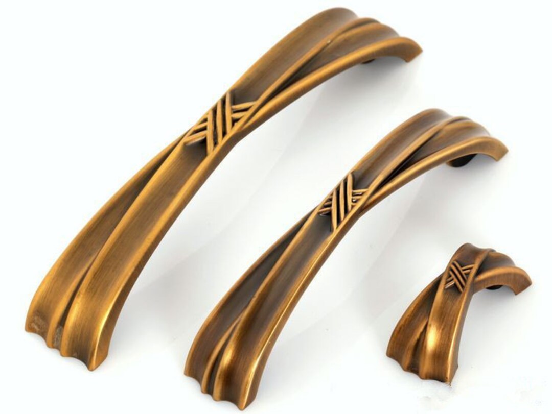 Dresser Pulls Drawer Pull Handles Antique Gold Brass / Handles
