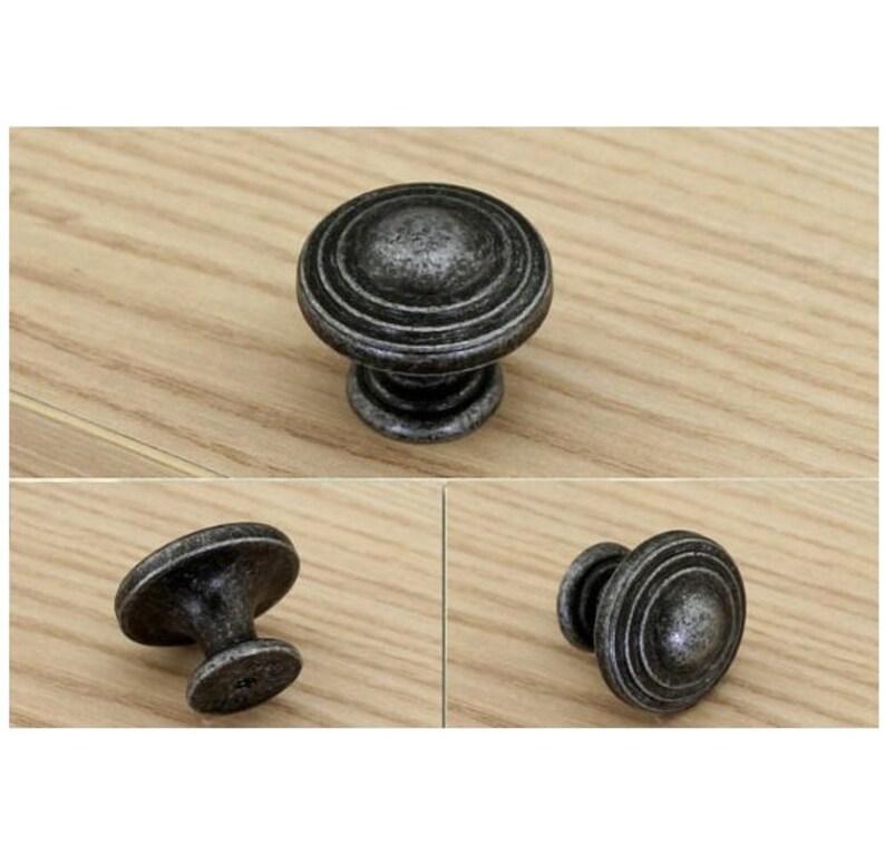 375 5 Antique Silver Black Knobs Dresser Knob Etsy