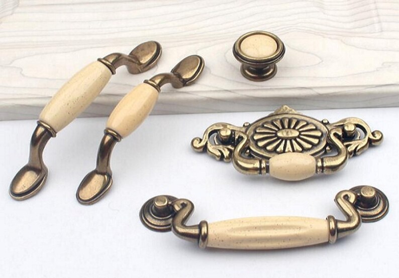 Kitchen Bail Handles Pulls Knobs Antique Bronze / Etsy