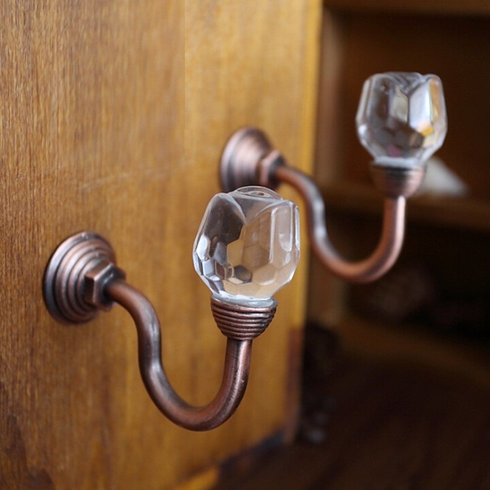 Glass Crystal Decorative Hooks Wall Hooks Clear Silver Gold / Etsy