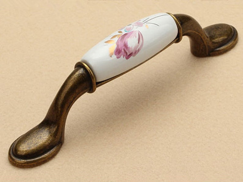 3 3.75 5 6.3 Kitchen Cabinet Pulls Handles Knobs / Dresser Drawer Pull Handles Door Handles White Flower Antique Bronze 76 96 128 160 mm image 4