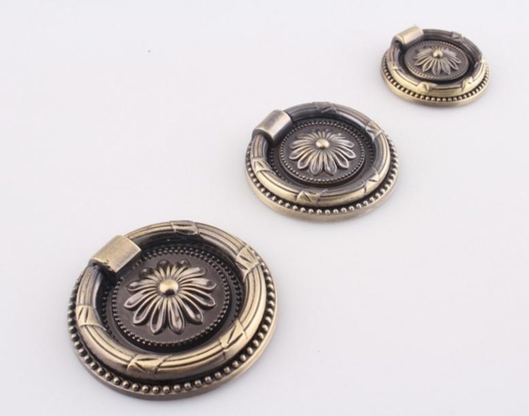Vintage Look Dresser Drawer Pulls Handles Knobs Ring Drop Pull Antique