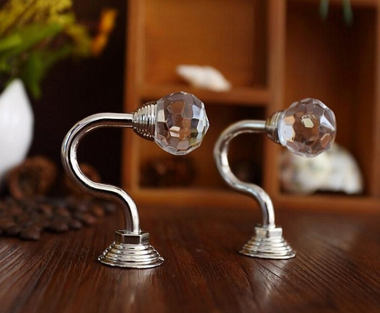 Buy Smaller Glass Decorative Hooks / Wall Hooks Clear Silver Metal