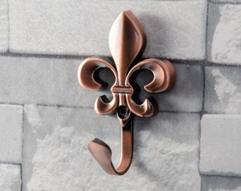 vintage Wall Hooks Metal Fleur De Lis Wall Decor Hook Cottage Chic Antique Bronze Curtain Tie Backs Français Country Hat Coat Hangers