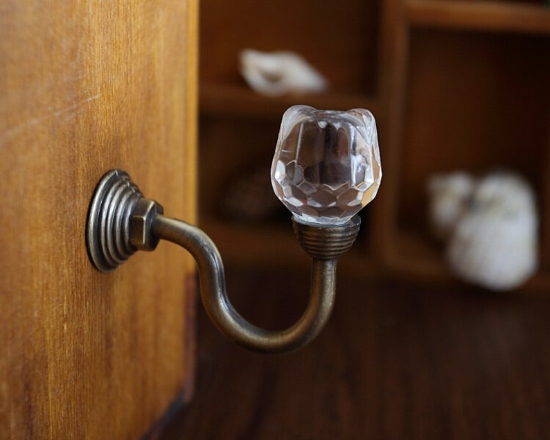 Glass Crystal Decorative Hooks Wall Hooks Clear Silver Gold / Etsy