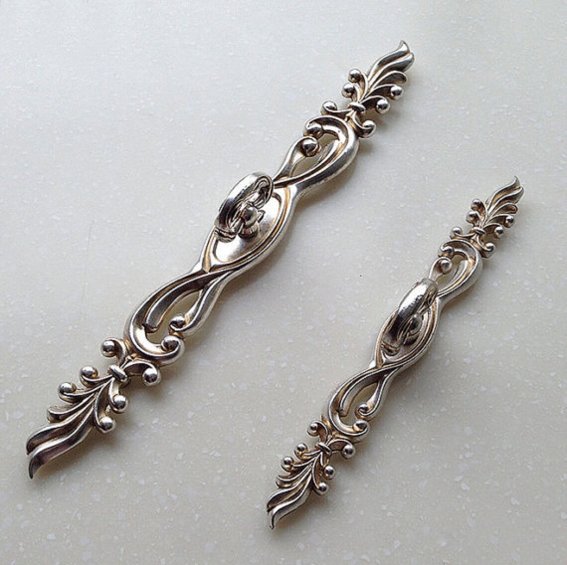 Shabby Chic Dresser Drawer Pulls Handles / Antique Silver Etsy
