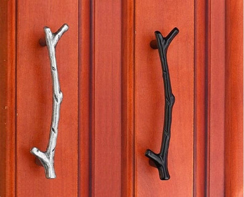 Antique Silver Tree Branch Handle Pull Knob Dresser Knob Etsy