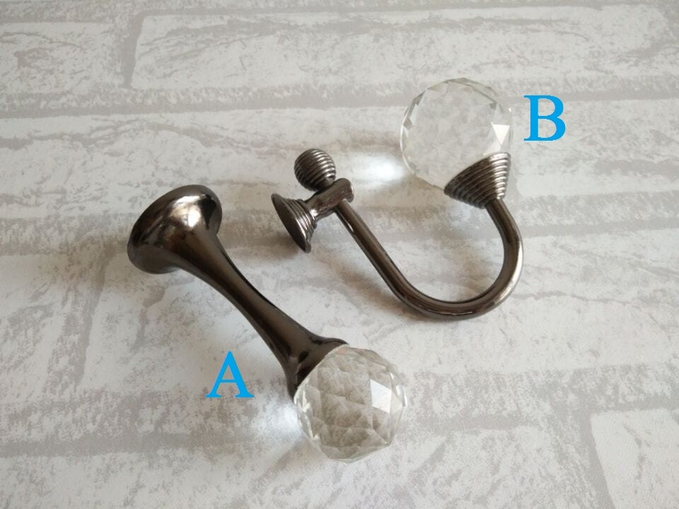 Glass Decorative Hooks / Wall Hooks Clear Silver Metal / Etsy