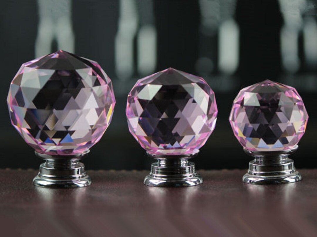 Pink Crystal Knobs Glass Knobs Dresser Knobs Drawer Knobs Pulls Handles