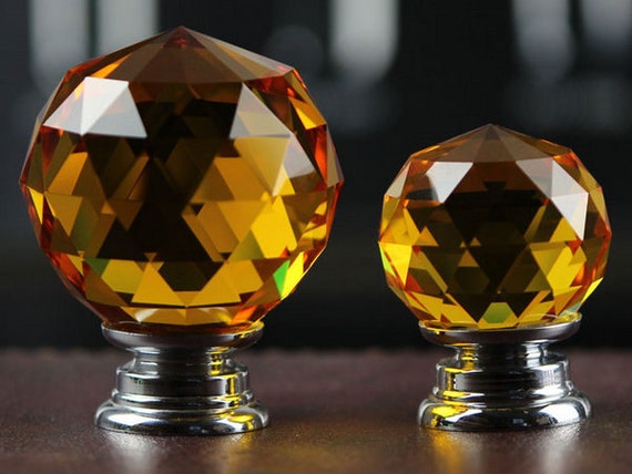 Amber Crystal Knobs Glass Knobs Dresser Knobs Drawer Knobs Etsy