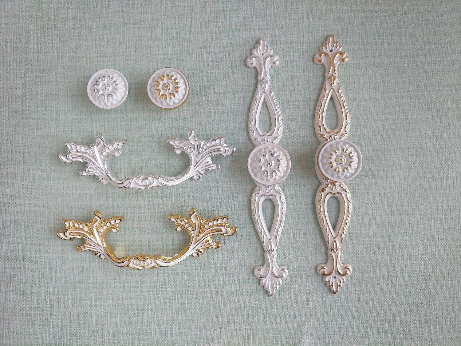 Shabby Chic Dresser Drawer Knobs Pulls Handles Creamy White Etsy