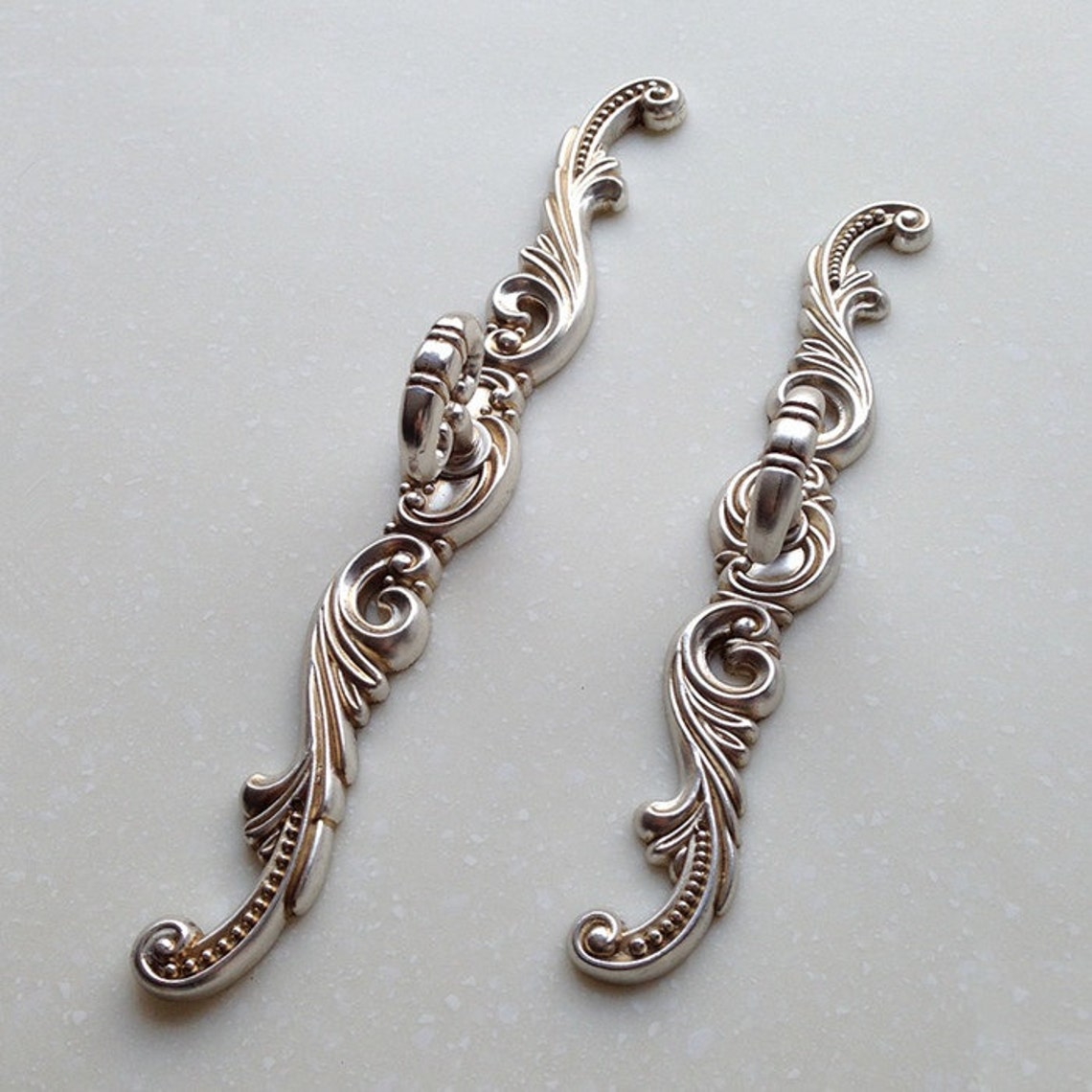 Shabby Chic Dresser Drawer Pulls Handles / Antique Silver Etsy