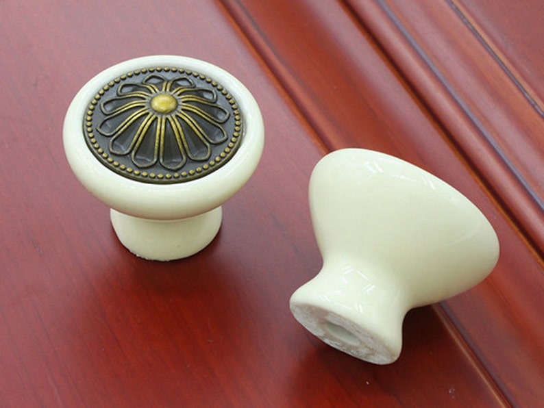 Kommode Drehknopf Schublade Knöpfe zieht Griffe Creme Keramik | Etsy