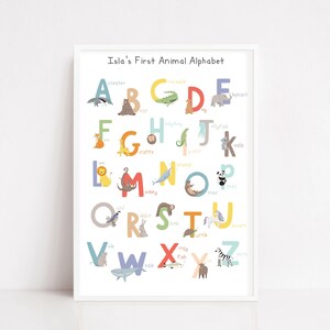 Animal Alphabet Print, Kids Room ABC Print, New Baby Gift, Educational Poster, Alphabet Animal Art Yes