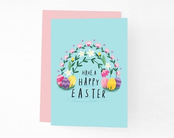 Happy Easter Rainbow Eggs Card, Cute Easter Egg Card, Positive Sprint Easter Card, Pretty Easter Card, Have a Happy Easter Card For Kids