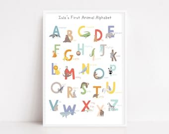 Animal Alphabet Print, Kids Room ABC Print, New Baby Gift, Educational Poster, Alphabet Animal Art