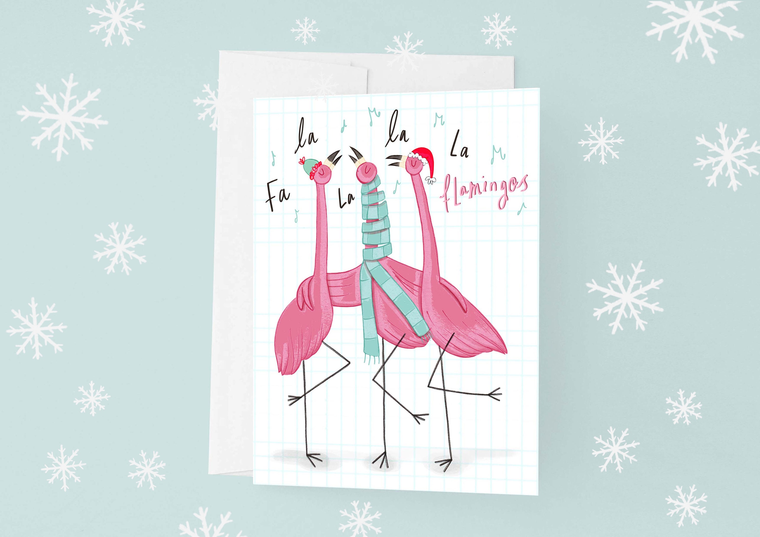 Flamingo Christmas Card Singing Flamingo Festive Xmas Card Etsy